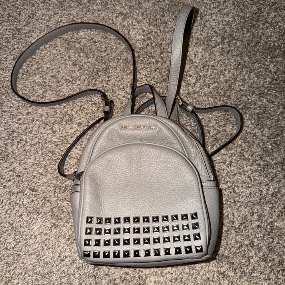 Mini Michael Kors Gray Backpack with Black Studs